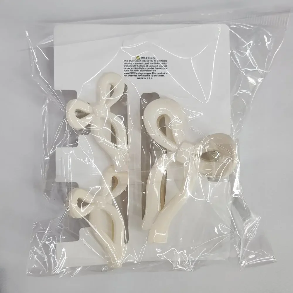 3 pc Ribbon Shaped Claw Clip Set, Hair clips, Off White by Princess Accessories